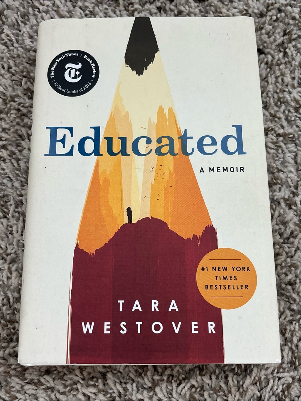 Educated by Tara Westover – Cream & Orange Softcover Memoir